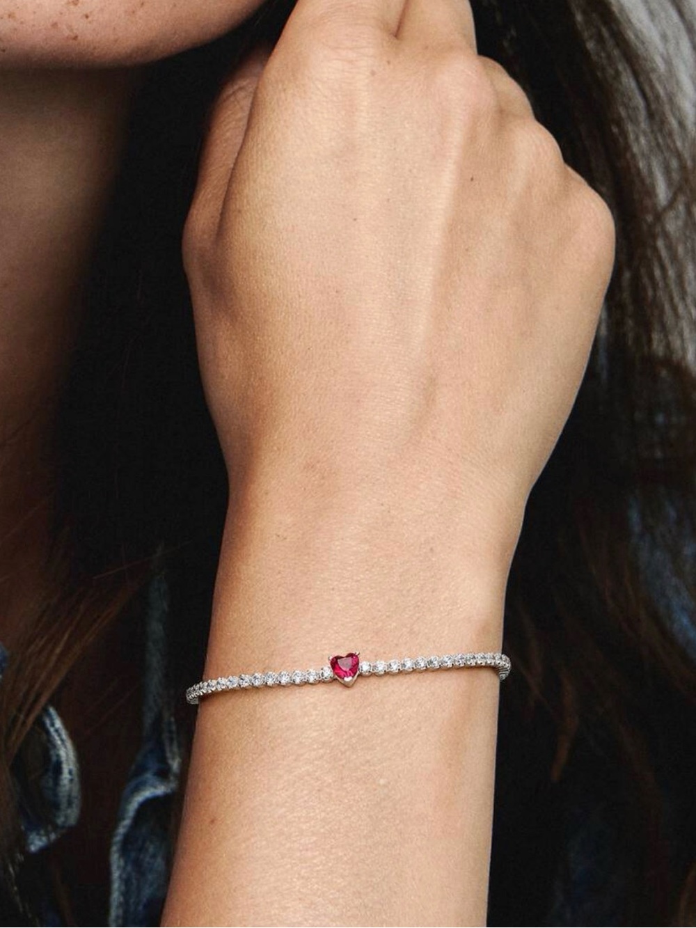 Pandora Red Sparkling Heart Tennis Bracelet